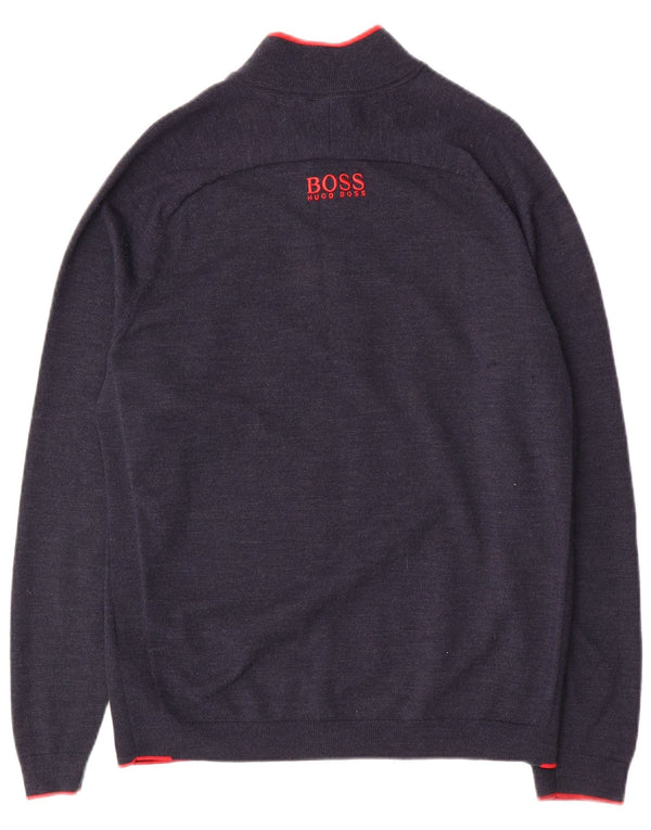 Maglione da uomo HUGO BOSS con collo con zip, poliestere medio blu navy