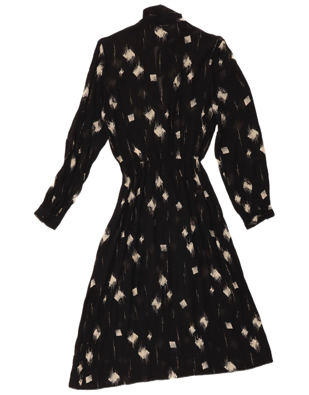 Abito lungo da donna vintage trasparente IT 42 medio nero geometrico