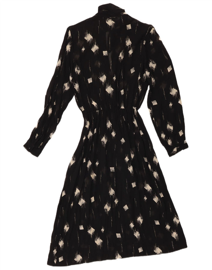 Abito lungo da donna vintage trasparente IT 42 medio nero geometrico