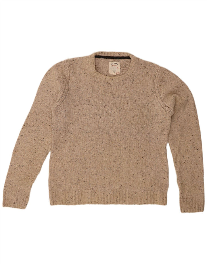 FAT FACE Maglione girocollo da uomo in cotone screziato beige medio