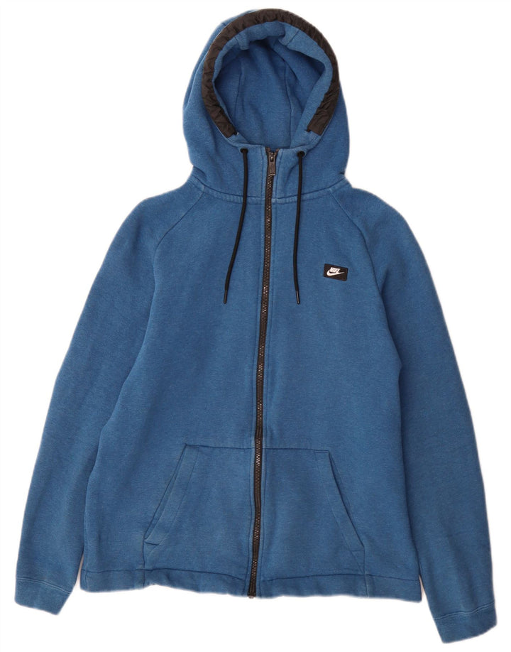 Felpa con cappuccio e zip Nike da uomo in cotone color block blu medio