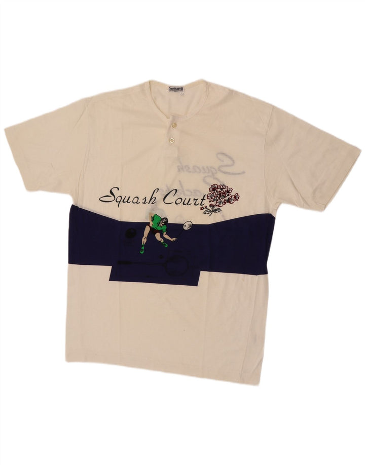 T-shirt grafica da uomo Cacharel Top grande in cotone color block bianco