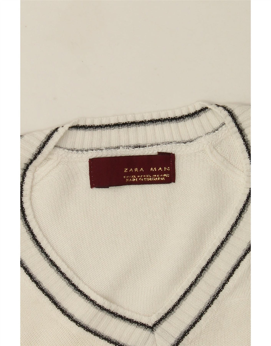 Maglione Zara da uomo con scollo a V XL bianco