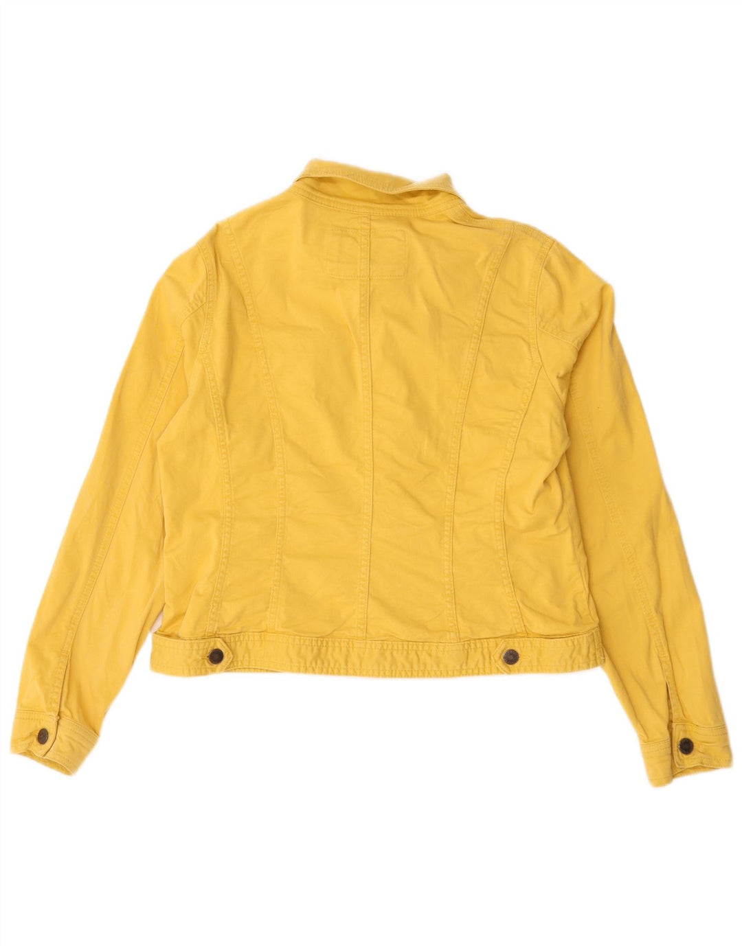 Giacca di jeans oversize corta da donna Laura Ashley UK 14 grande cotone giallo