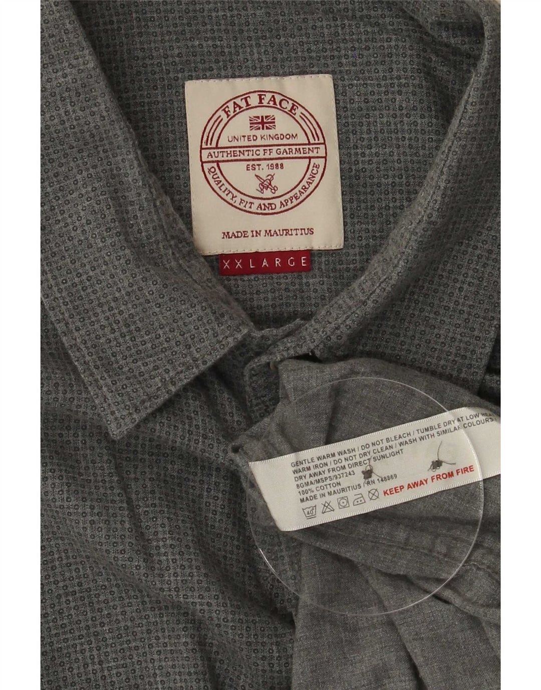 Camicia da uomo Fat Face 2XL Cotone grigio