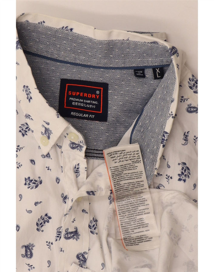 Camicia da uomo Regular Fit Superdry XL in cotone floreale bianco