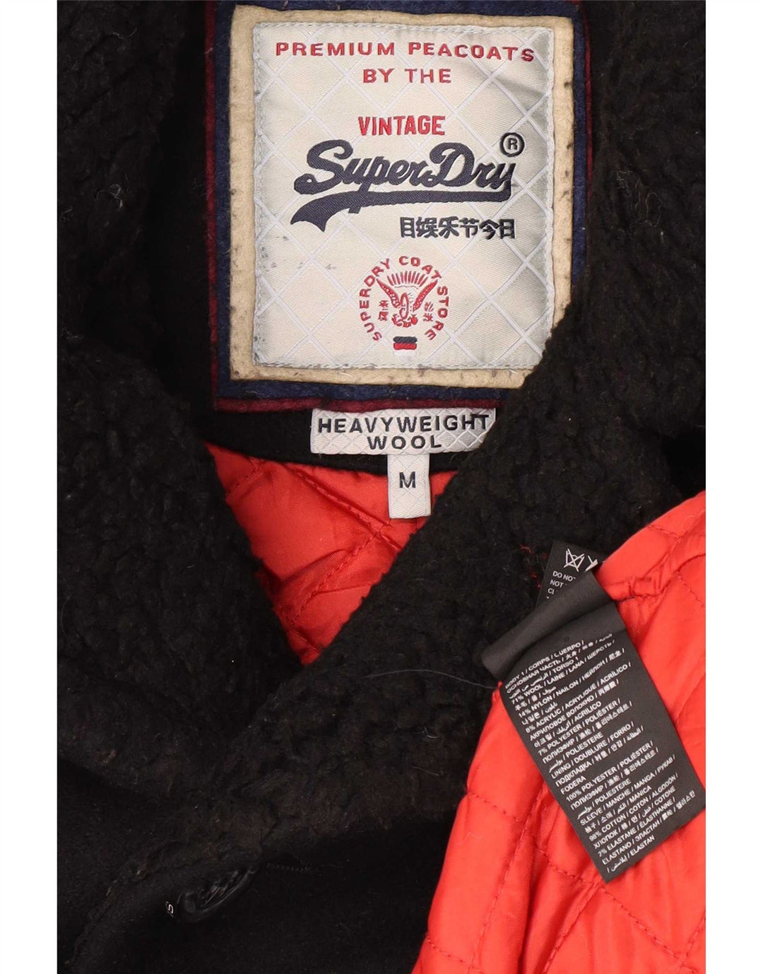 Cappotto da marinaio da uomo Superdry in lana nera media