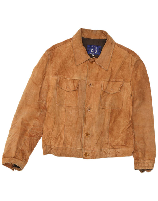 Giacca vintage in pelle scamosciata da uomo UK 42 XL Beige