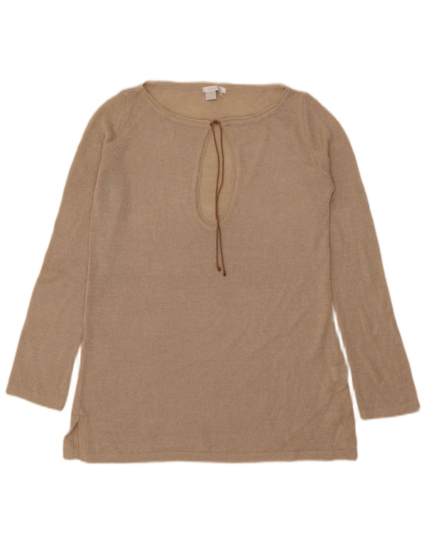 Zara Womens Top Long Sleeve UK 14 Medium Beige Acrylic