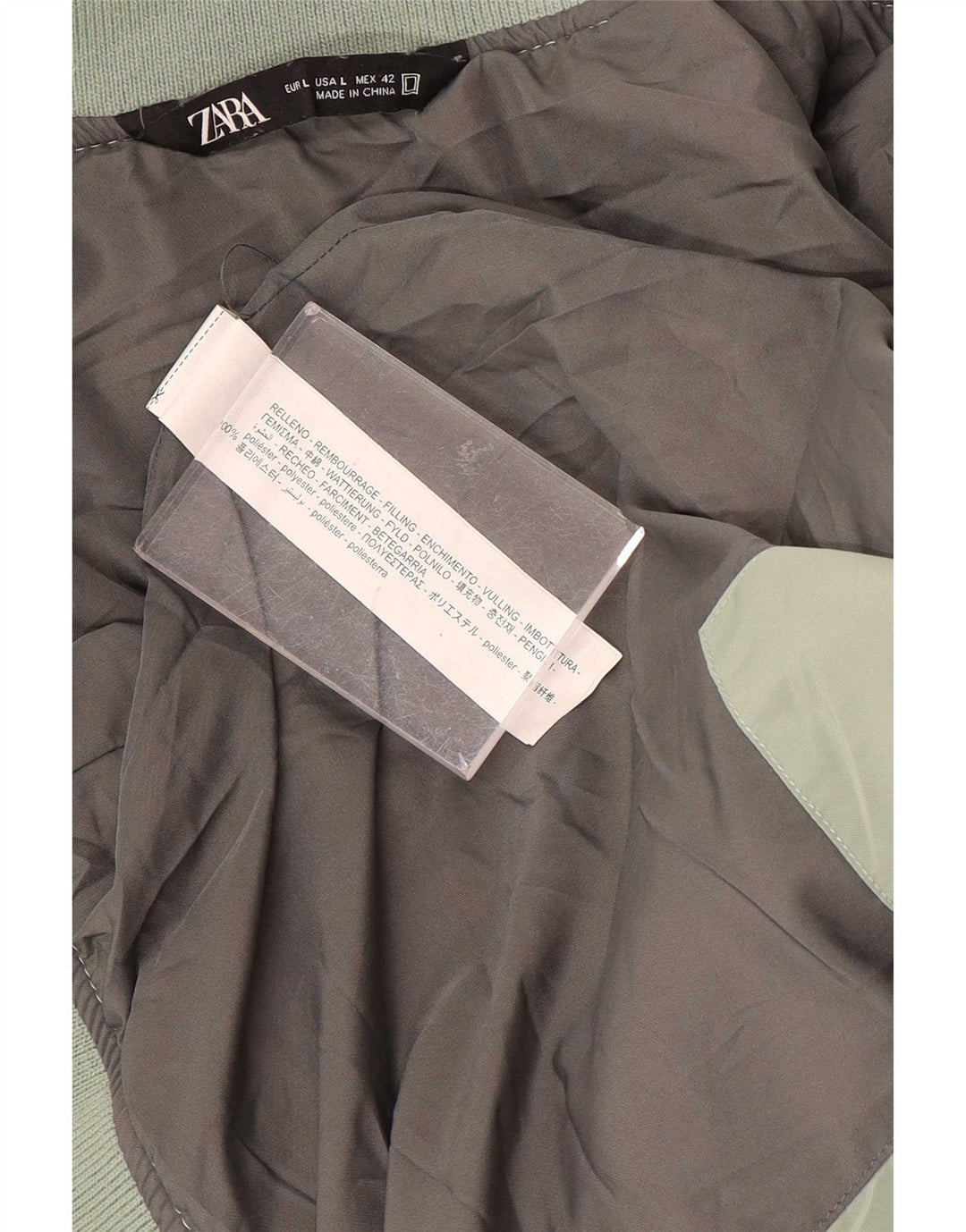 Giacca imbottita da uomo Zara UK 40 grande poliestere verde