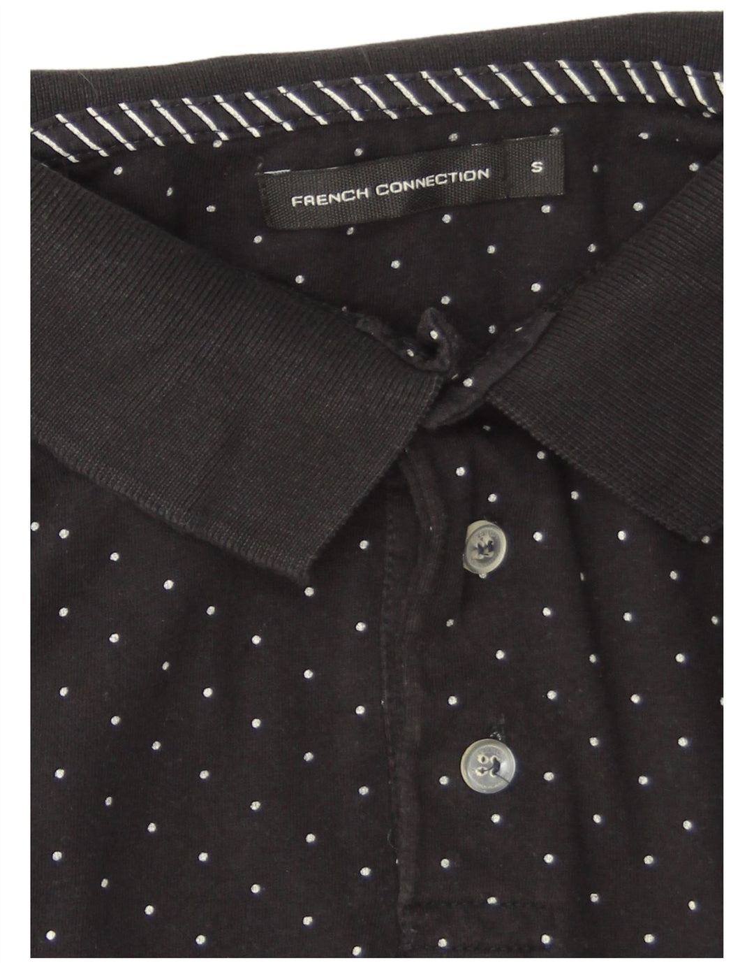 Polo da uomo French Connection piccola in cotone maculato nero