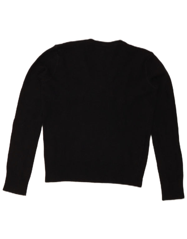 Maglione corto con scollo a V da donna Armani Jeans UK 12 medio nero