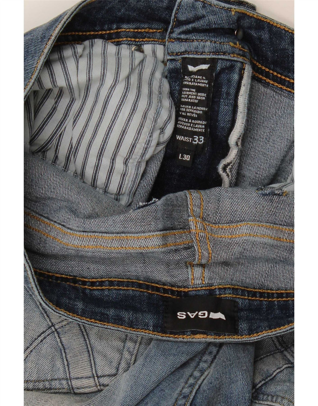 Jeans slim effetto consumato da uomo Gas W33 L30 Blu