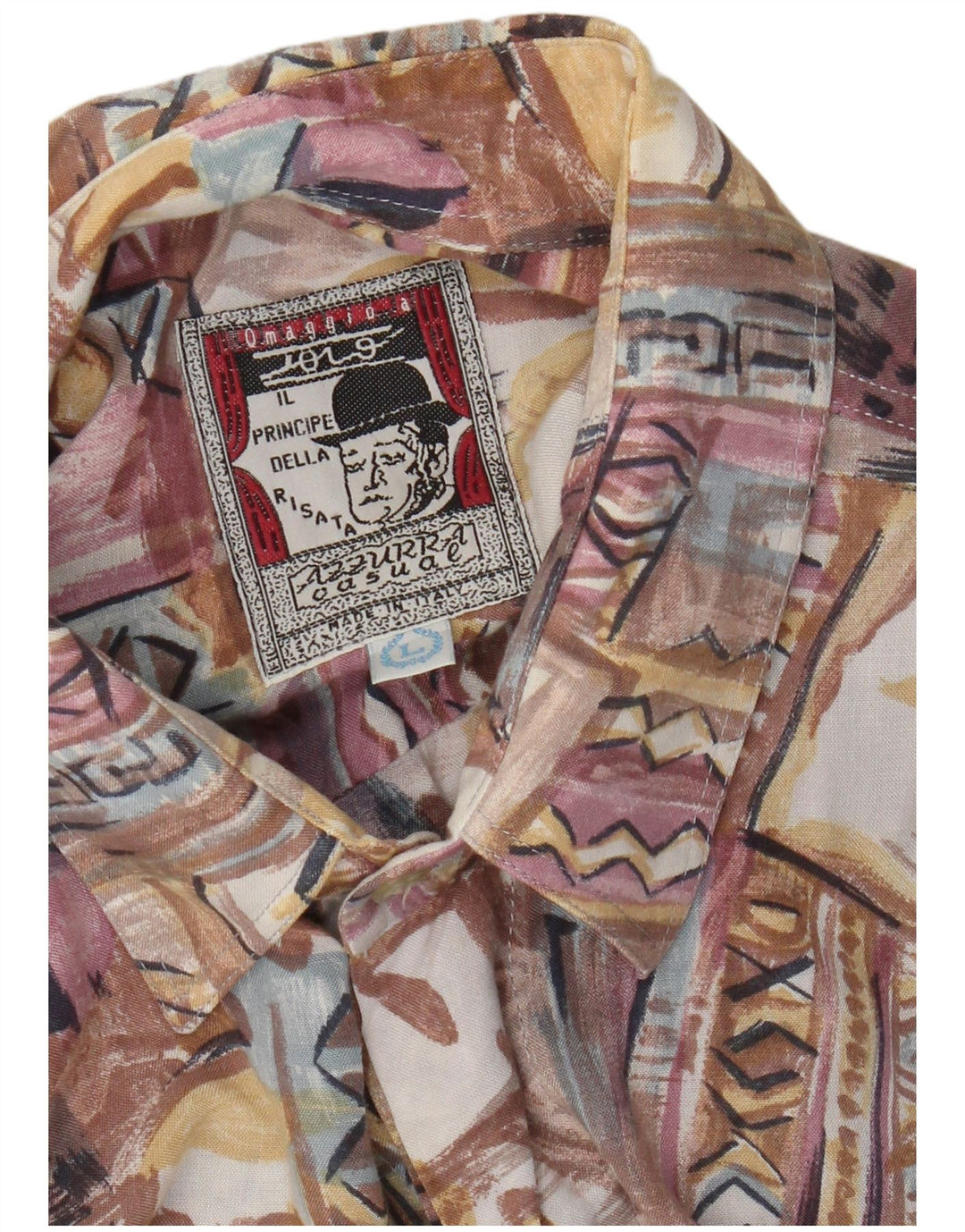 Camicia a maniche corte da uomo Azzurra Patchwork grande multicolore