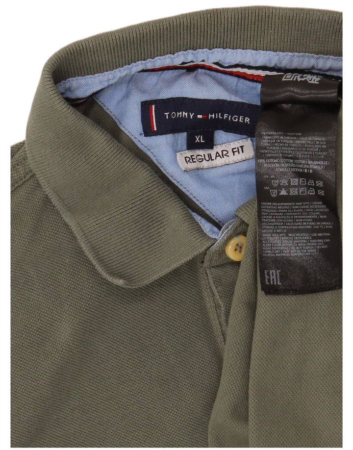 TOMMY HILFIGER Polo da uomo vestibilità regolare XL cotone kaki