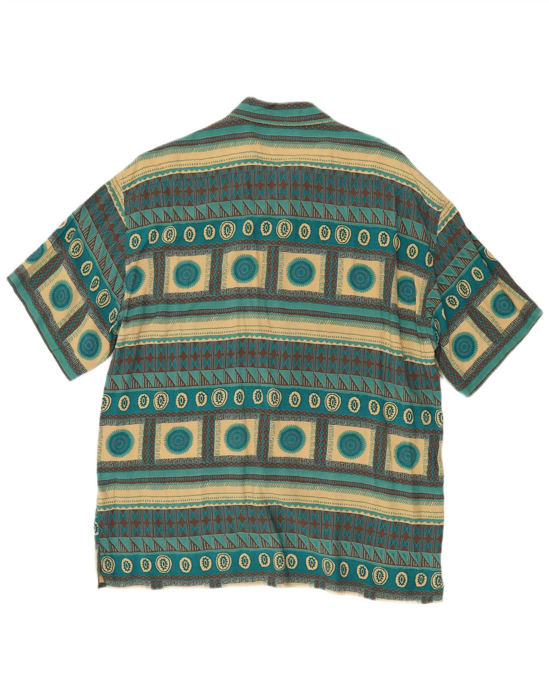 Ciao Camicia da uomo a maniche corte grande turchese geometrica