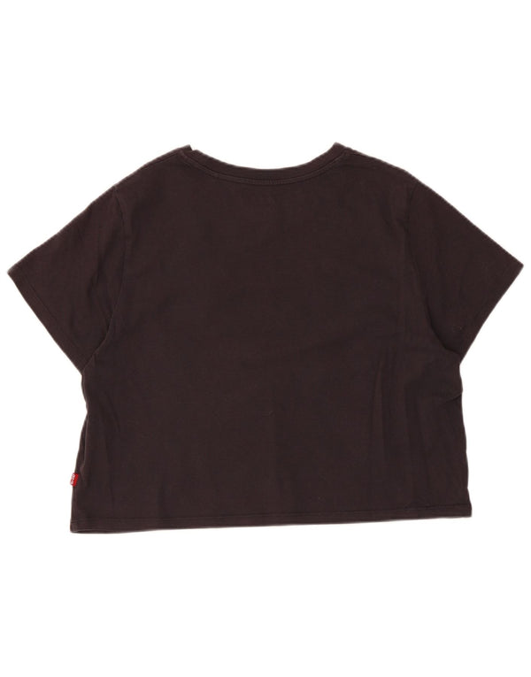 T-shirt grafica corta da donna Levi's Top UK 14 grande cotone nero