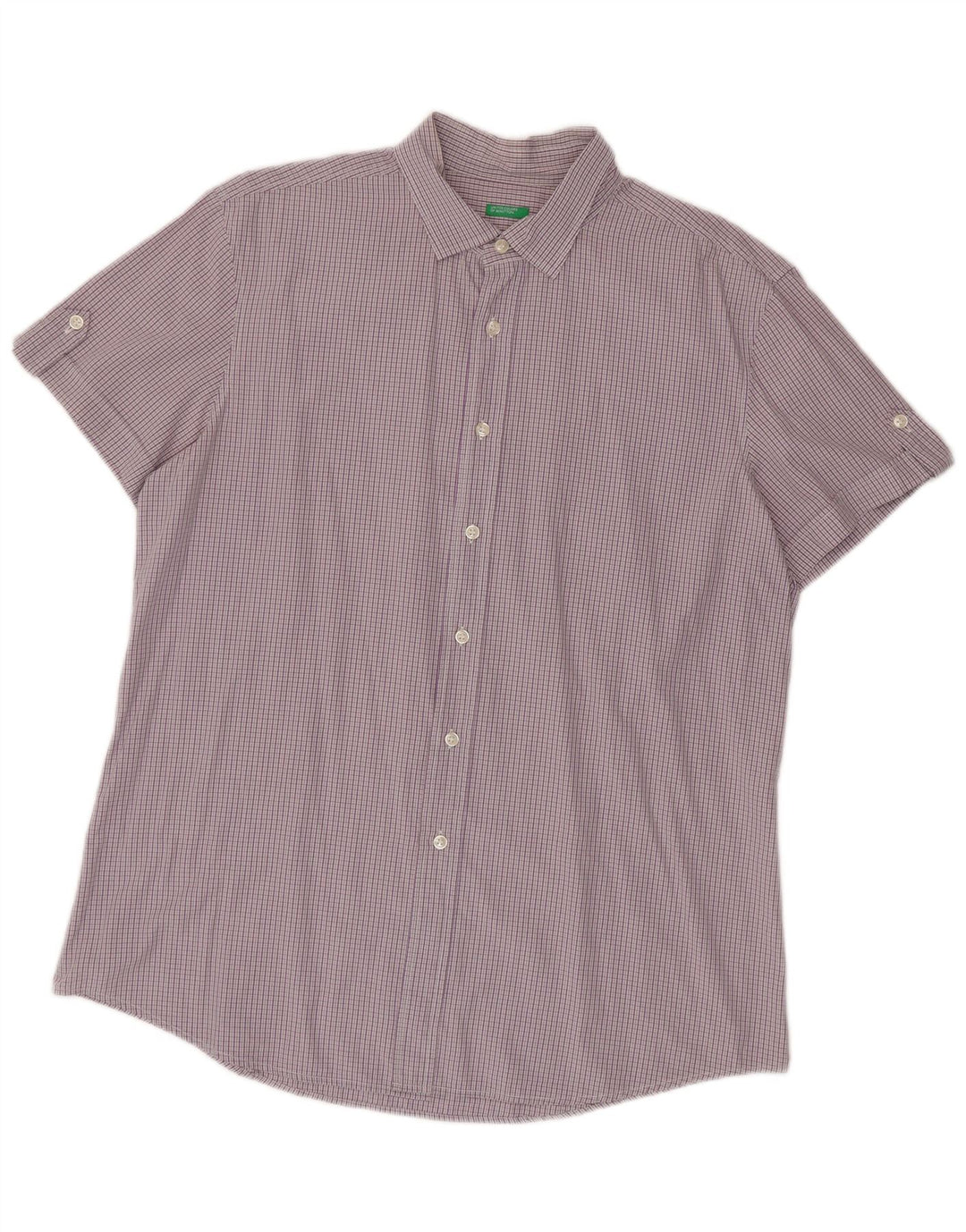 Camicia a maniche corte da uomo Benetton grande a quadretti viola