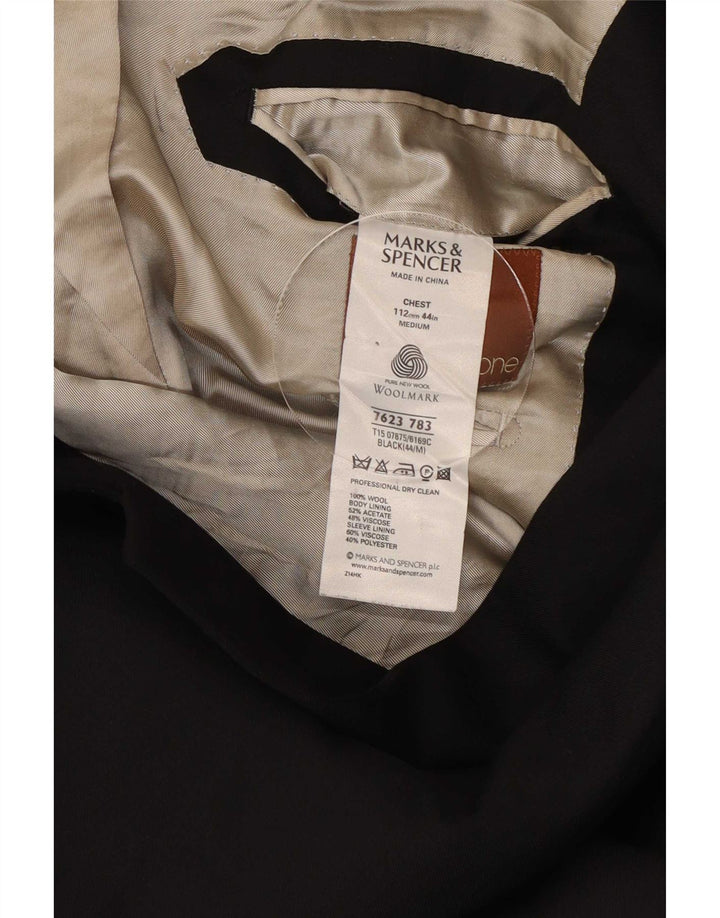 Giacca blazer a 3 bottoni da uomo Marks & Spencer UK 44 XL lana nera