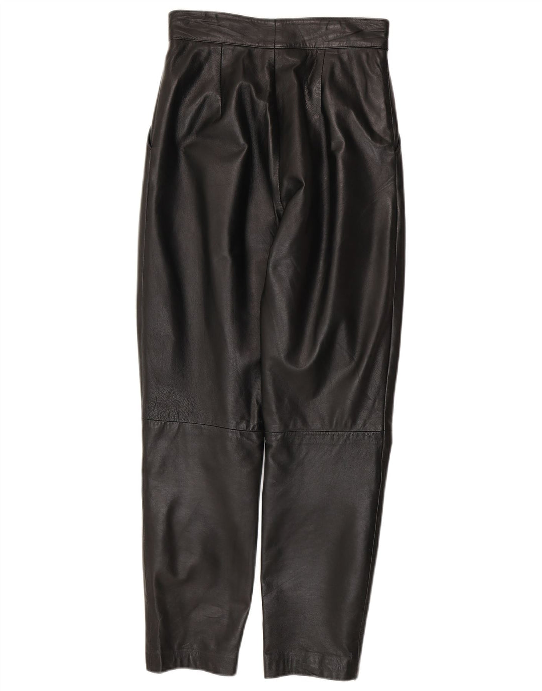 Pantaloni in pelle affusolati da uomo VINTAGE W26 L28 in pelle nera