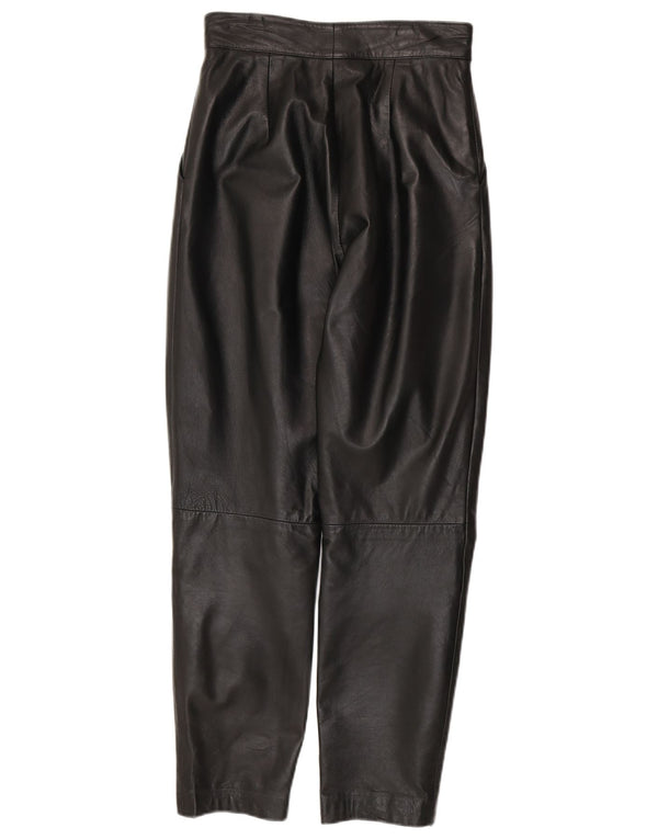 Pantaloni in pelle affusolati da uomo VINTAGE W26 L28 in pelle nera