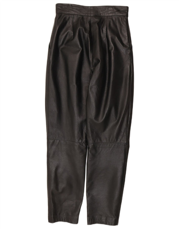 Pantaloni in pelle affusolati da uomo VINTAGE W26 L28 in pelle nera