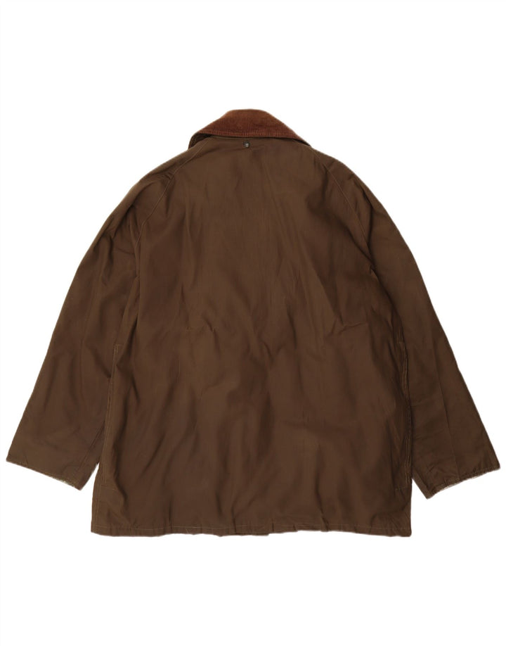 Giacca vintage da uomo in cotone cerato vestibilità ampia UK 36 piccolo poliestere kaki