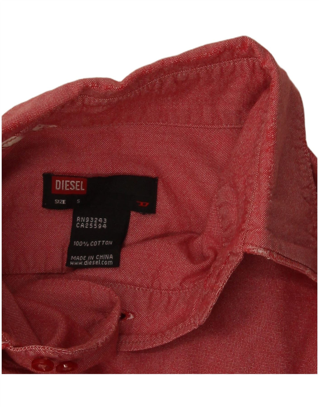 Camicia Diesel Regular Fit da uomo piccola in cotone rosso