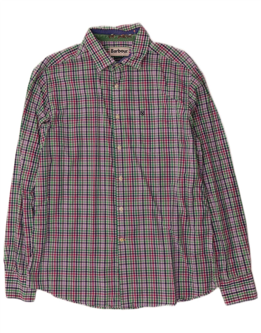 Camicia Barbour da uomo su misura in cotone a quadri multicolori di grandi dimensioni
