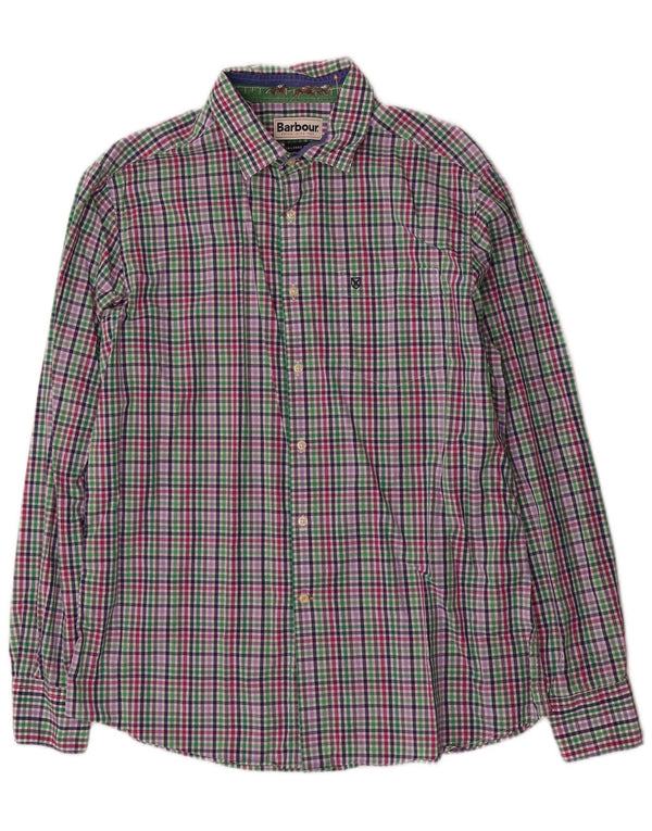 Camicia Barbour da uomo su misura in cotone a quadri multicolori di grandi dimensioni
