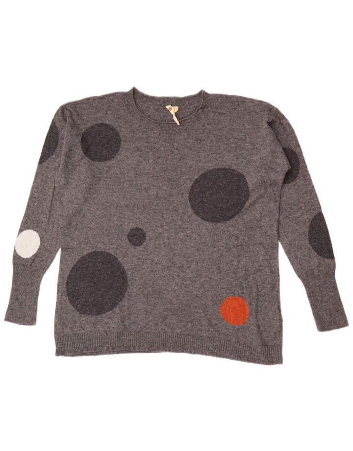 Maglione maglione girocollo da donna White Stuff UK 12 Pois grigio medio