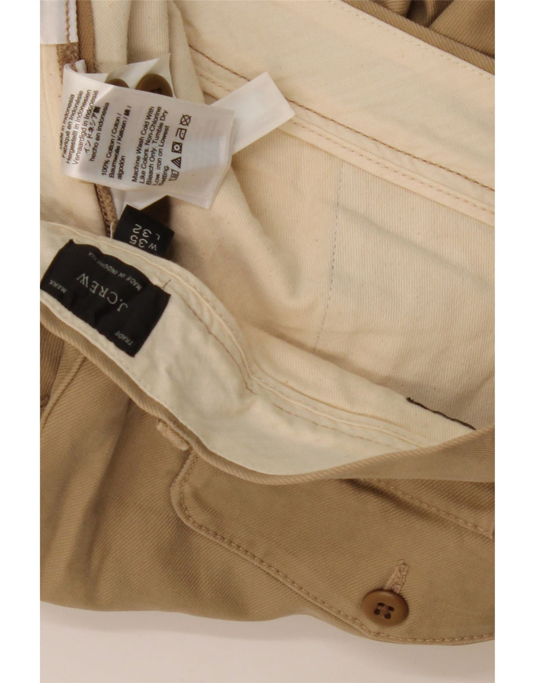 Pantaloni chino affusolati da uomo J. CREW W35 L32 cotone beige