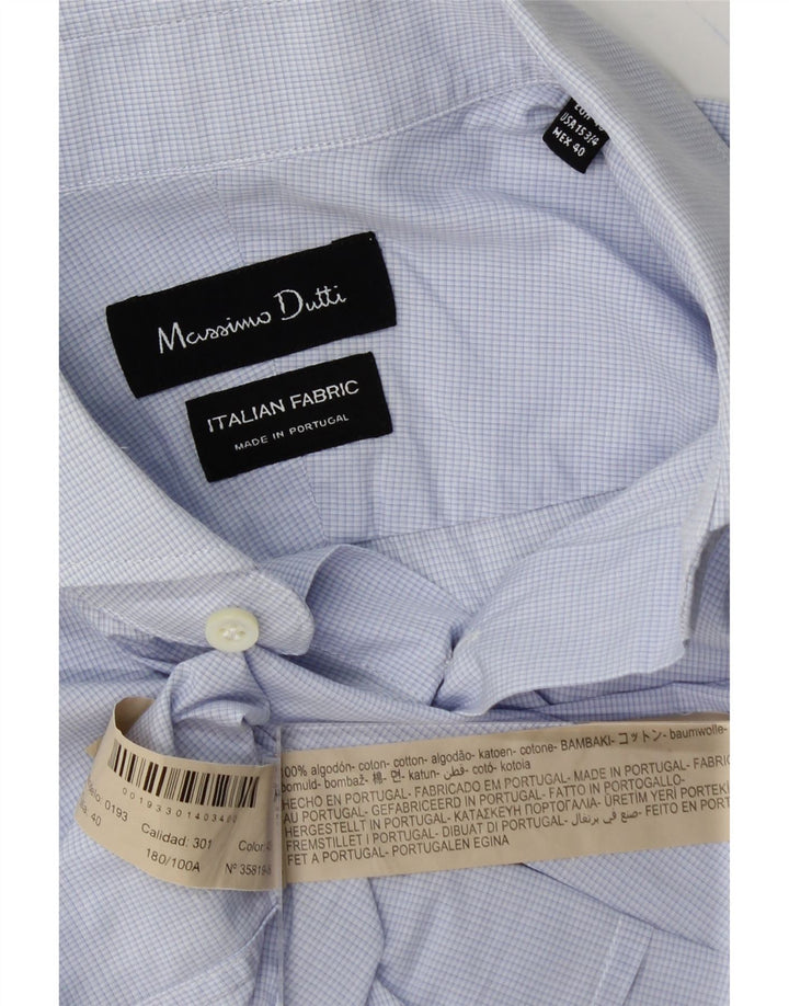 MASSIMO DUTTI Mens Formal Shirt EU 40 Medium Blue Check Cotton Vintage Massimo Dutti and Second-Hand Massimo Dutti from Messina Hembry 