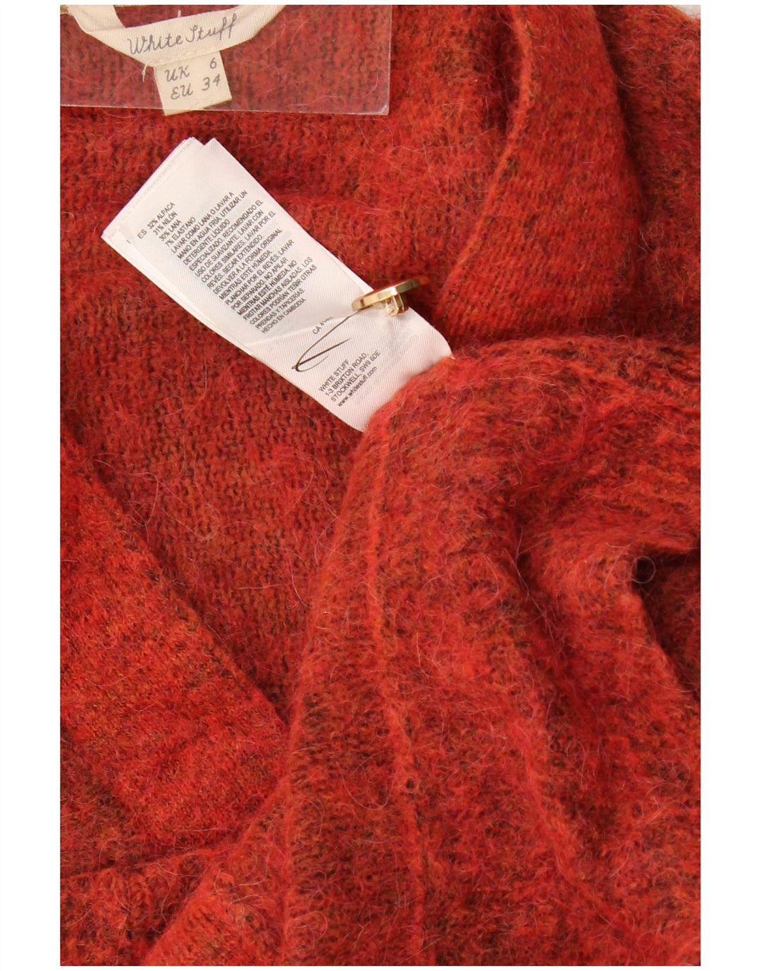 Maglione cardigan oversize da donna di White Stuff UK 6 XS rosso chiazzato