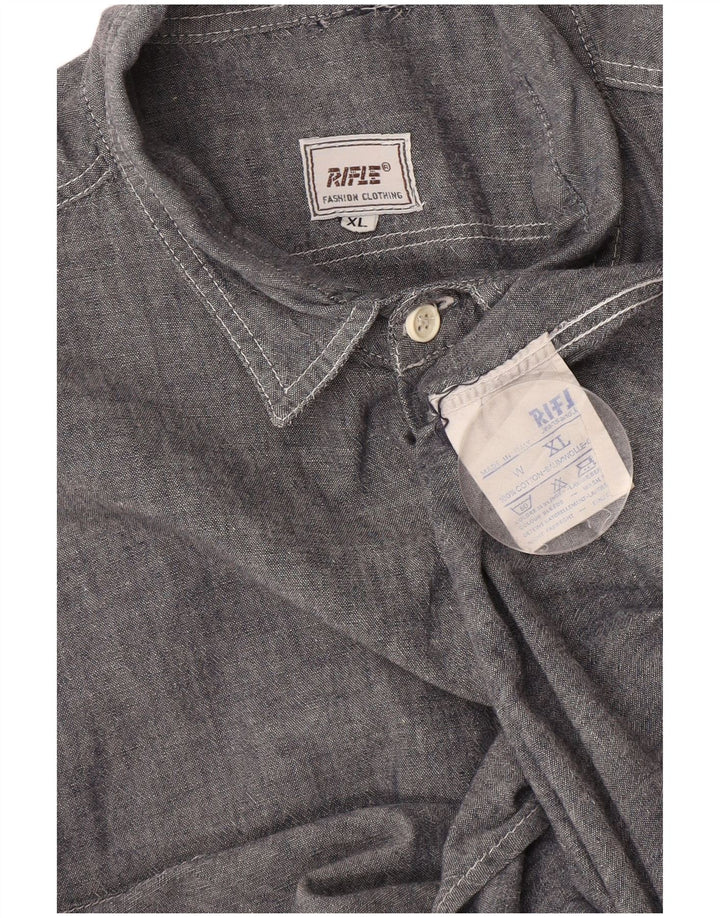 Camicia da uomo Rifle XL in cotone grigio classico
