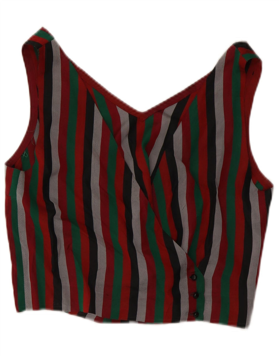 Camicetta corta da donna VINTAGE UK 12 a righe multicolori medie