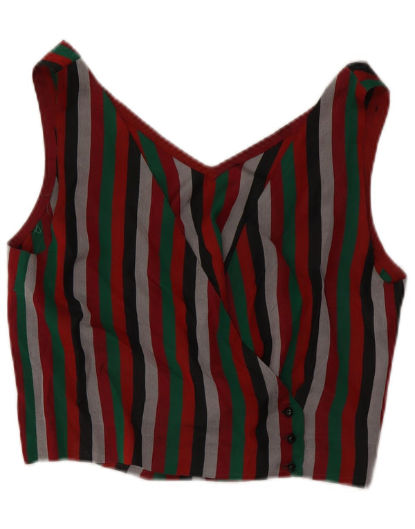 Camicetta corta da donna VINTAGE UK 12 a righe multicolori medie