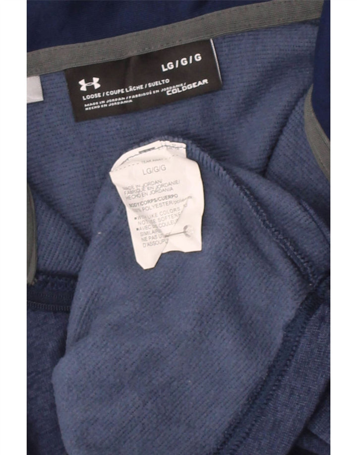 UNDER ARMOUR Mens Cold Gear Zip Neck Sweatshirt Jumper Large Navy Blue
