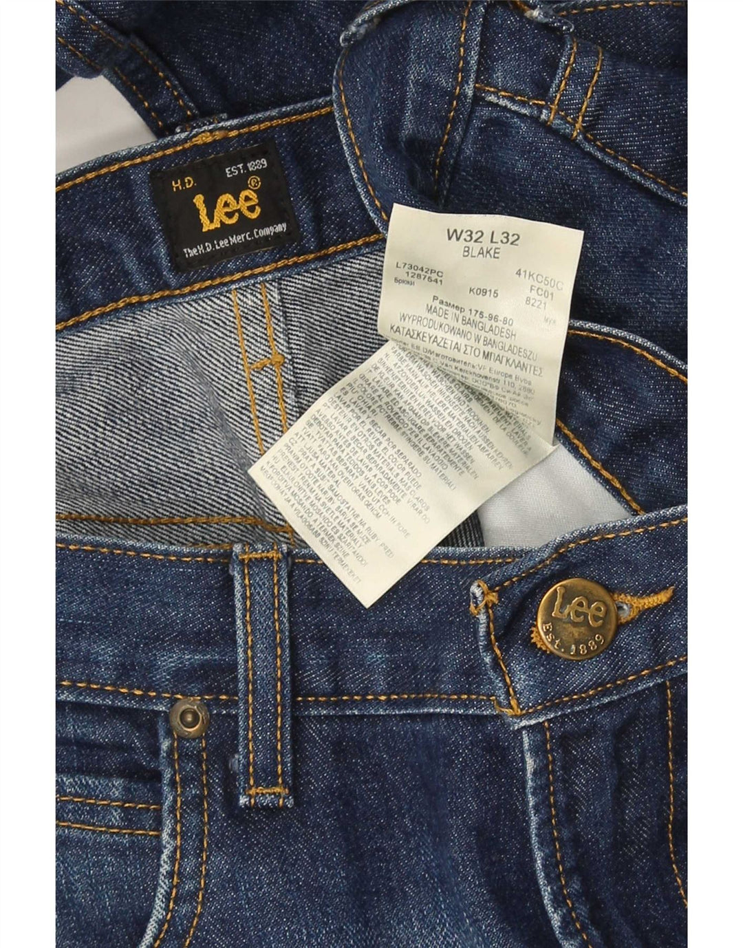 Jeans dritti da uomo Lee W32 L32 in cotone blu navy