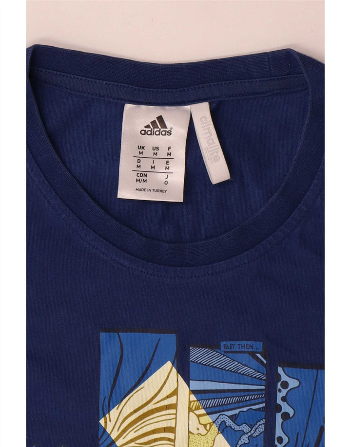 T-shirt grafica Adidas Climalite da uomo, media, in cotone blu navy