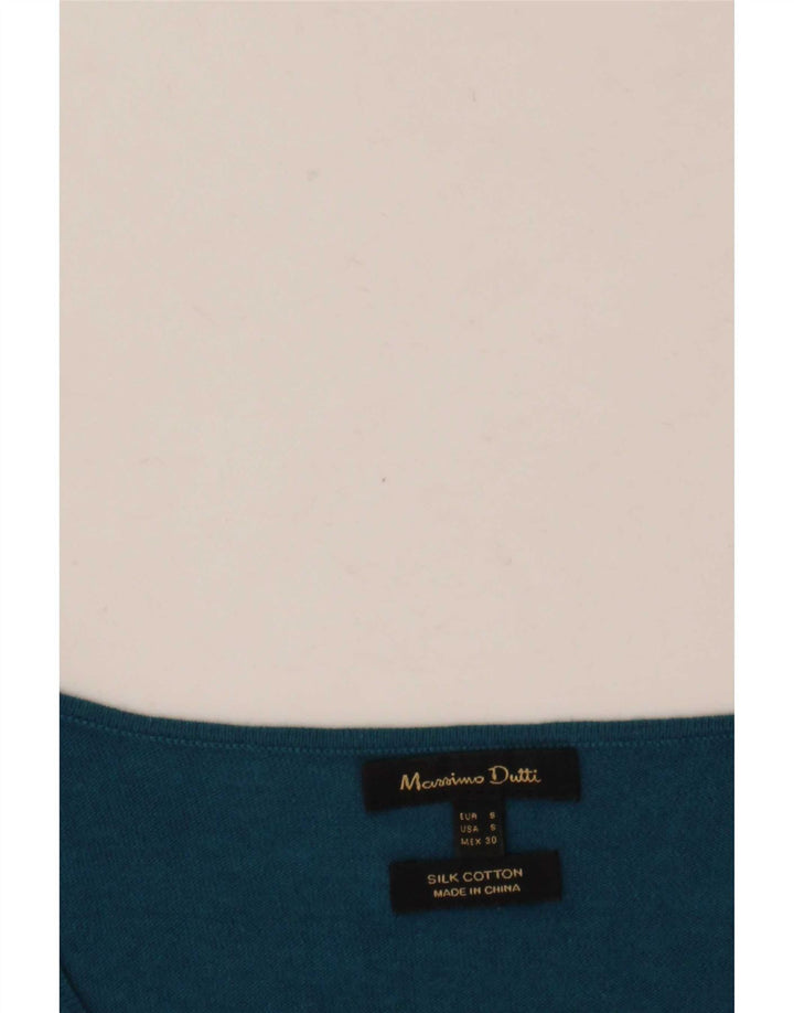 Maglione maglione con scollo a V da donna Massimo Dutti UK 10 piccolo seta blu