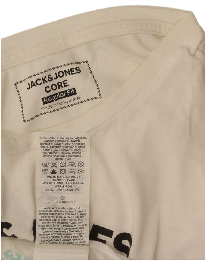 T-shirt grafica da uomo con vestibilità regolare Jack & Jones, cotone bianco medio