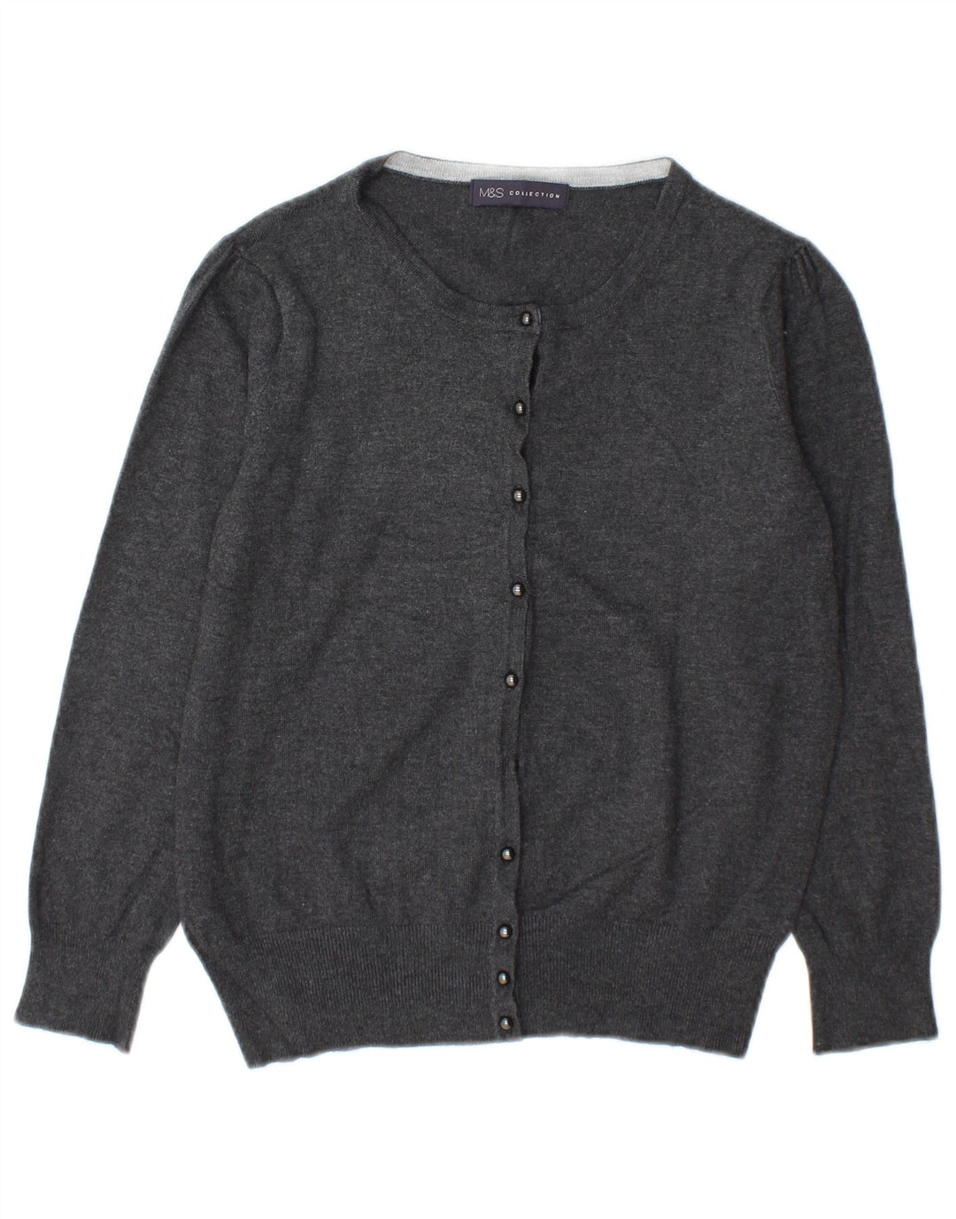 Maglione cardigan da donna Marks & Spencer UK 10 piccolo viscosa grigia