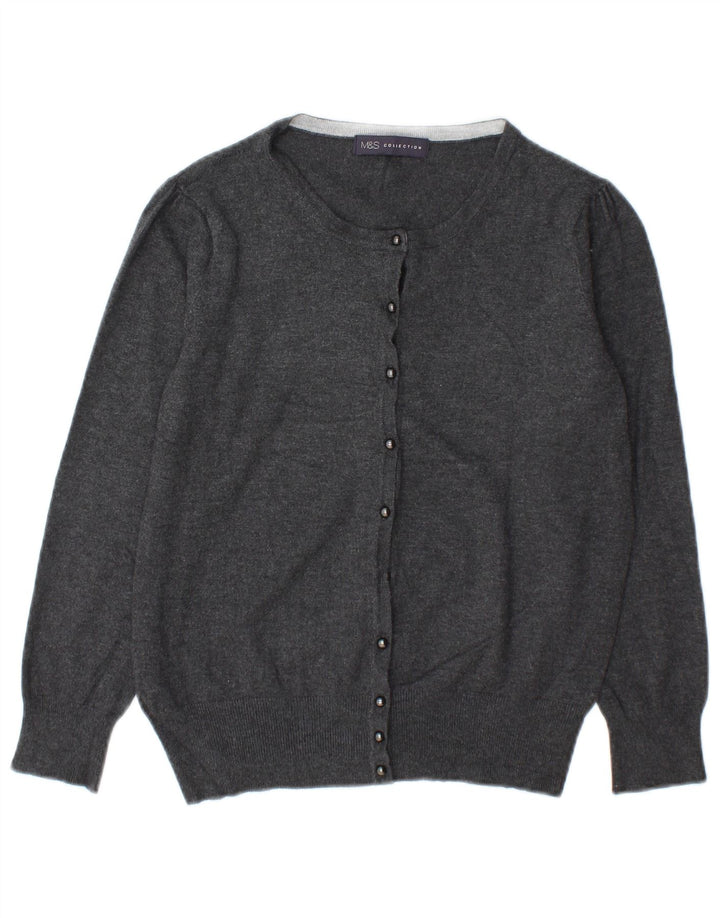 Maglione cardigan da donna Marks & Spencer UK 10 piccolo viscosa grigia