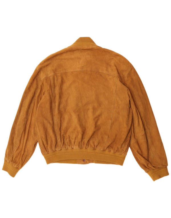 Vintage Mens Suede Bomber Jacket IT 52 XL Brown Leather
