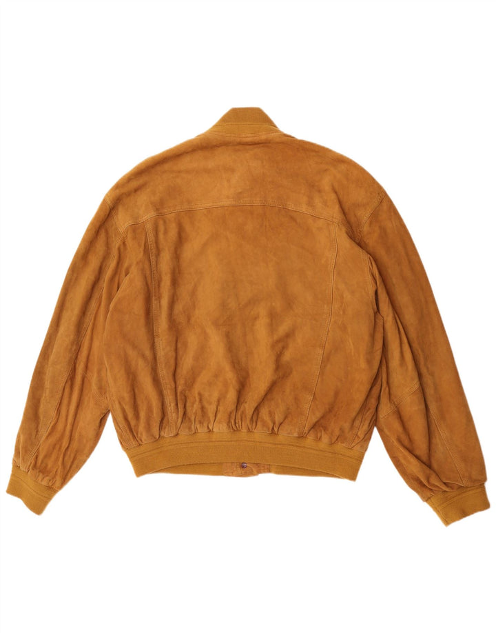 Giubbotto bomber vintage in pelle scamosciata da uomo IT 52 XL in pelle marrone
