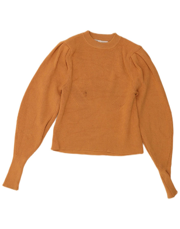 Maglione corto girocollo da donna Zara UK 10 piccolo in viscosa marrone
