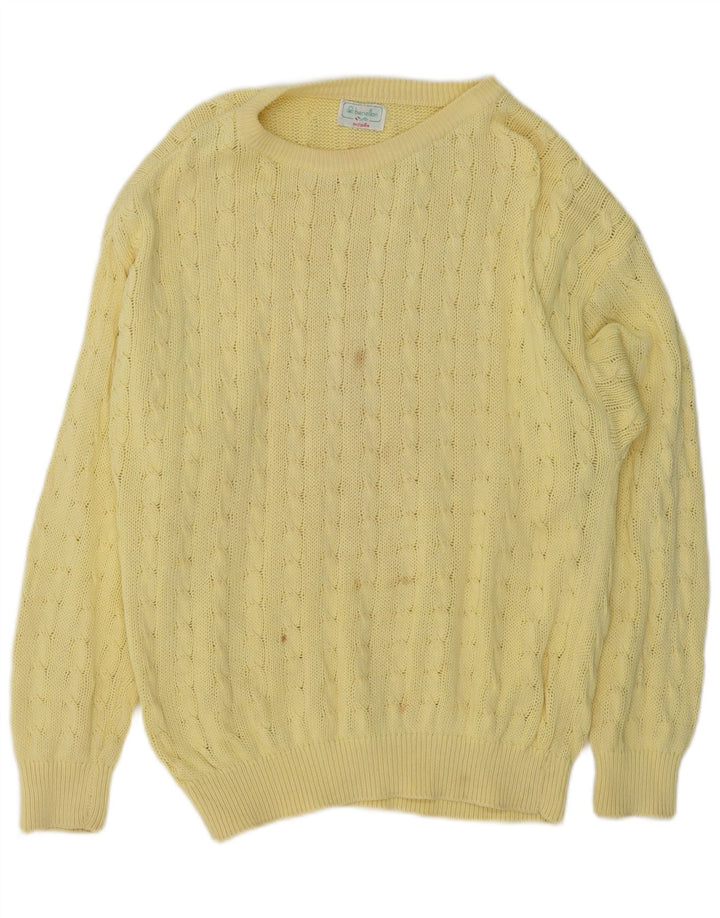 Maglione da uomo con scollo a barchetta Benetton IT 50 in cotone giallo medio