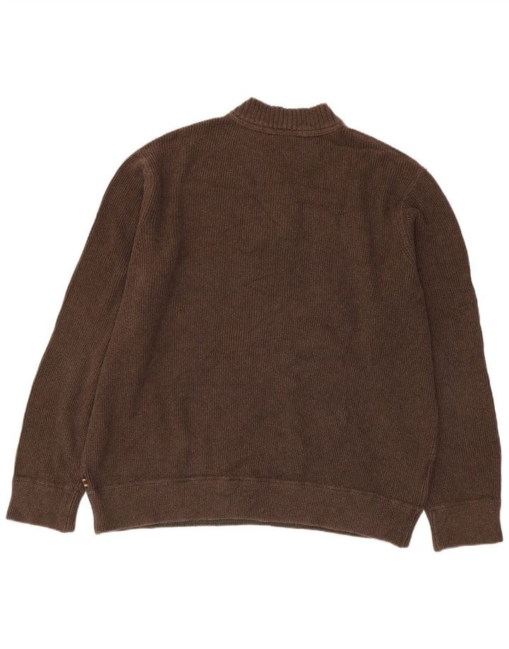 Maglione maglione da uomo con collo a bottoni Eddie Bauer 3XL Marrone