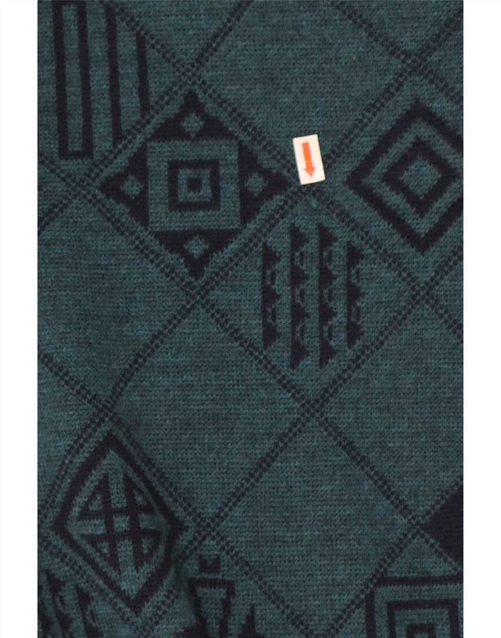 Maglione da uomo con scollo a V Lewinger Lana geometrica verde medio